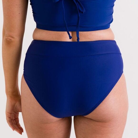 NWT 2XL - Midrise Full Coverage Briefs Bikini Swim Bottom in Blue - Picture 3 of 15
